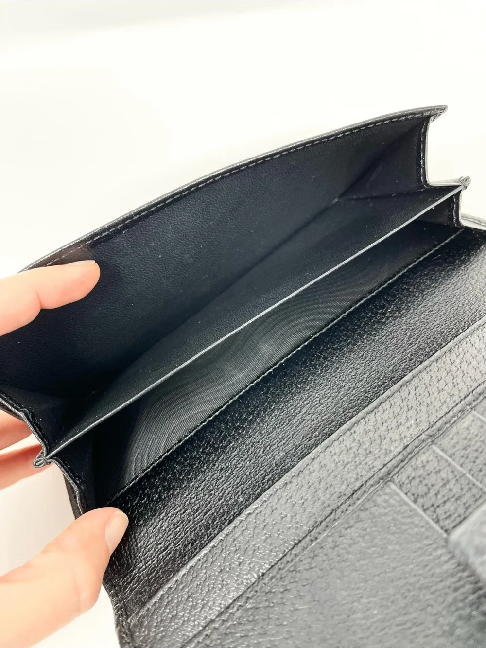 Authentic Gucci Black GG Logo Monogram Canvas Leather Long Bifold Card Wallet